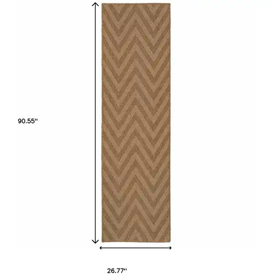 Tan Geometric Stain Resistant Indoor Outdoor Area Rug Photo 4