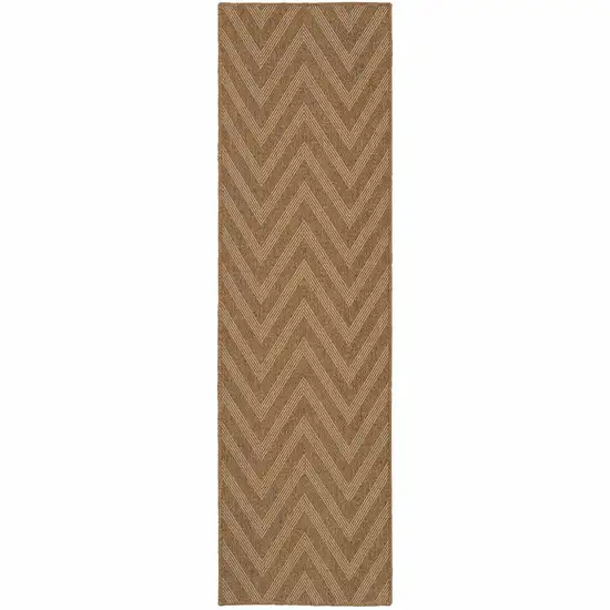 Tan Geometric Stain Resistant Indoor Outdoor Area Rug Photo 1