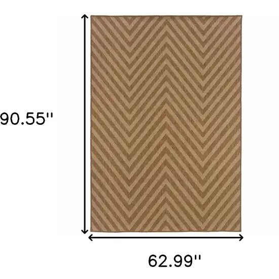 Tan Geometric Stain Resistant Indoor Outdoor Area Rug Photo 7