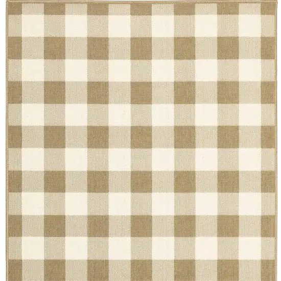 Gray and Ivory Geometric Stain Resistant Indoor Outdoor Area Rug Photo 5