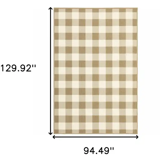 Tan Geometric Stain Resistant Indoor Outdoor Area Rug Photo 6