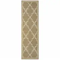 Photo of Tan Geometric Stain Resistant Indoor Outdoor Area Rug