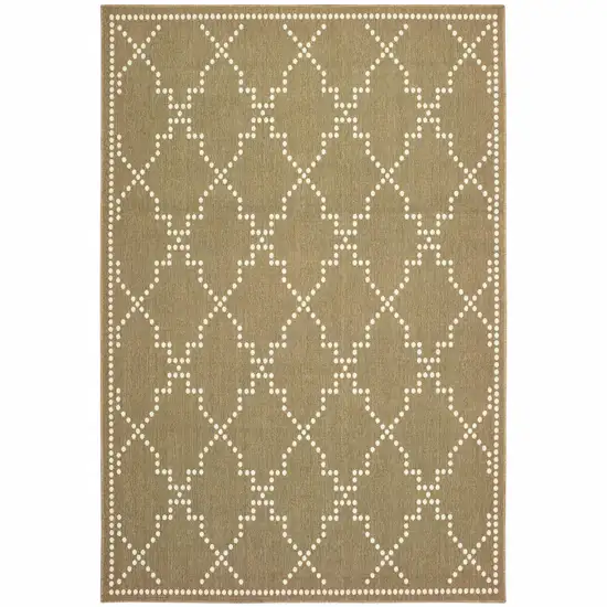 Tan Geometric Stain Resistant Indoor Outdoor Area Rug Photo 1