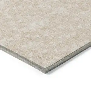 Photo of Tan Geometric Washable Non Skid Indoor Outdoor Area Rug