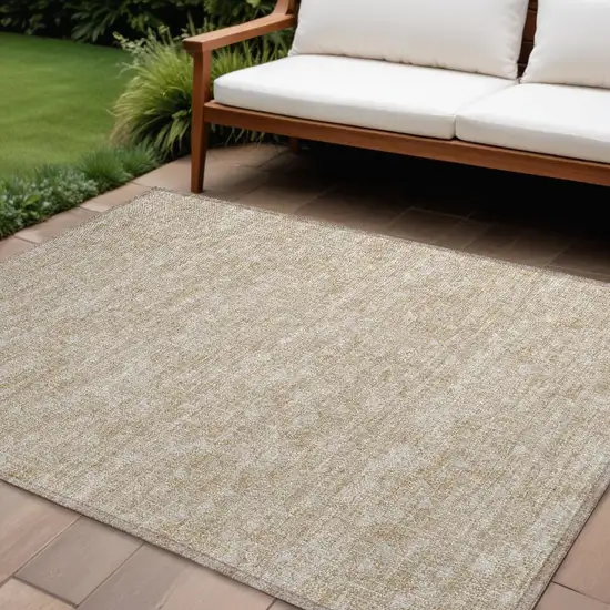 Tan Geometric Washable Non Skid Indoor Outdoor Area Rug Photo 1