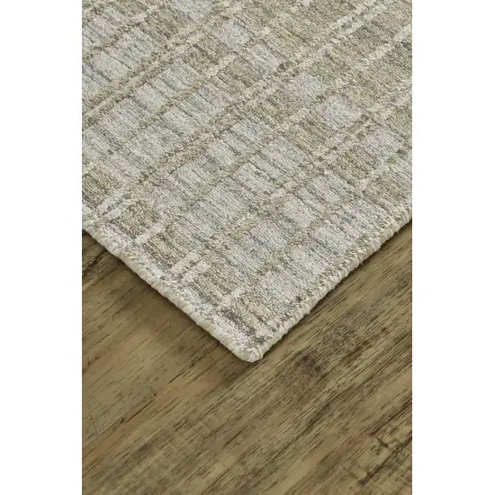 Tan Gray And Silver Striped Hand Woven Area Rug Photo 3