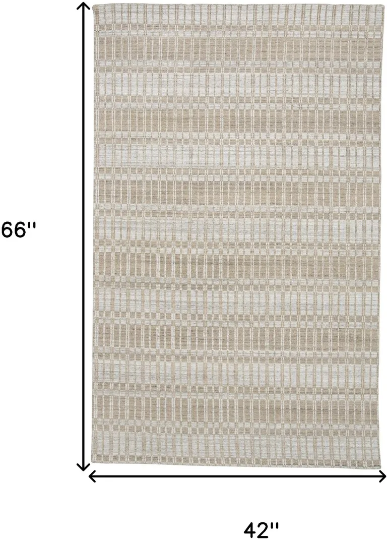 Tan Gray And Silver Striped Hand Woven Area Rug Photo 4