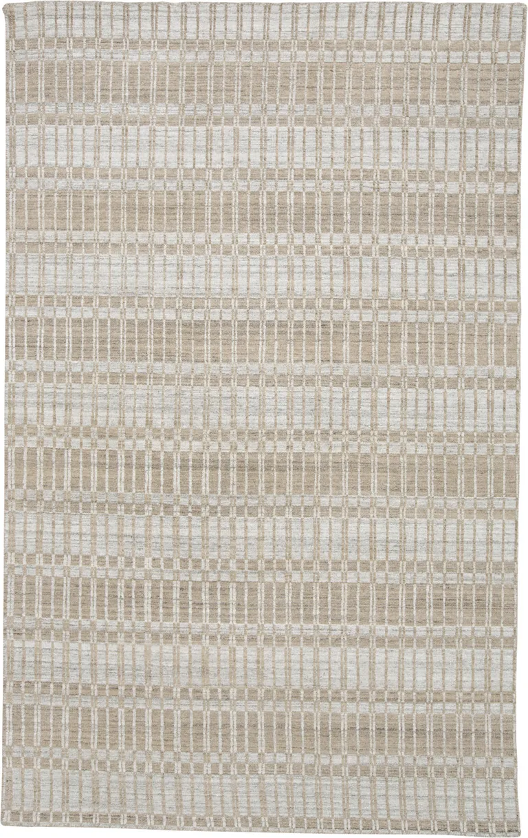 Tan Gray And Silver Striped Hand Woven Area Rug Photo 1