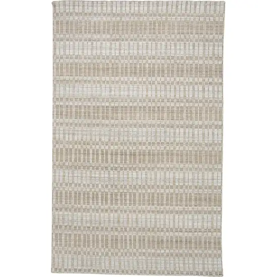 Tan Gray And Silver Striped Hand Woven Area Rug Photo 1