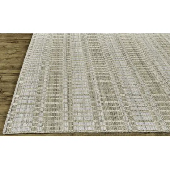 Tan Gray And Silver Striped Hand Woven Area Rug Photo 6