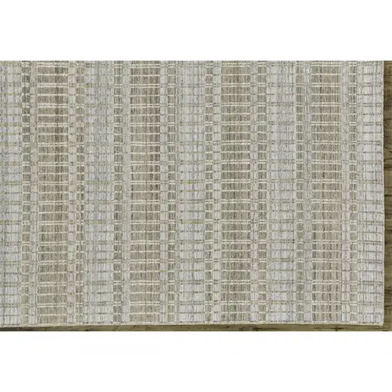 Tan Gray And Silver Striped Hand Woven Area Rug Photo 3