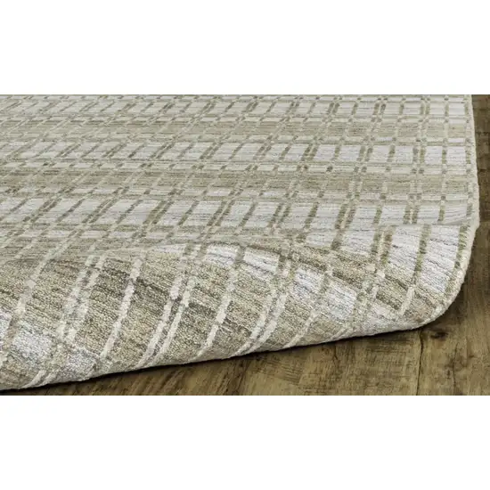 Tan Gray And Silver Striped Hand Woven Area Rug Photo 7