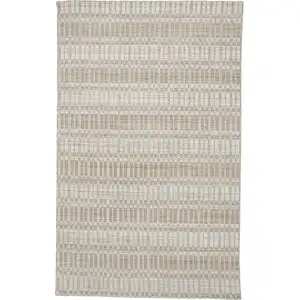 Photo of Tan Gray And Silver Striped Hand Woven Area Rug