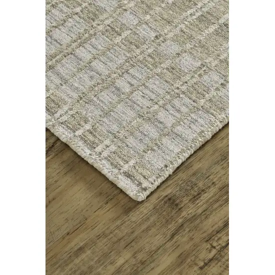 Tan Gray And Silver Striped Hand Woven Area Rug Photo 5