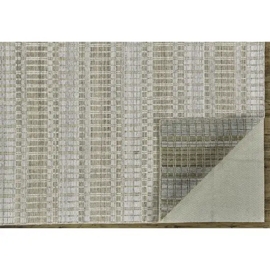 Tan Gray And Silver Striped Hand Woven Area Rug Photo 4