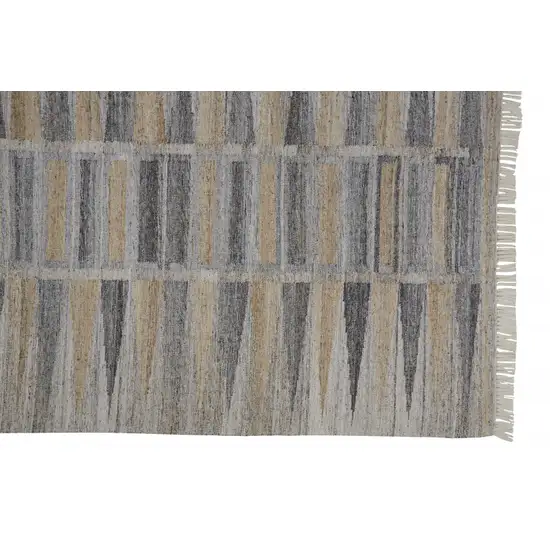 Tan Gray And Taupe Geometric Hand Woven Stain Resistant Area Rug With Fringe Photo 1