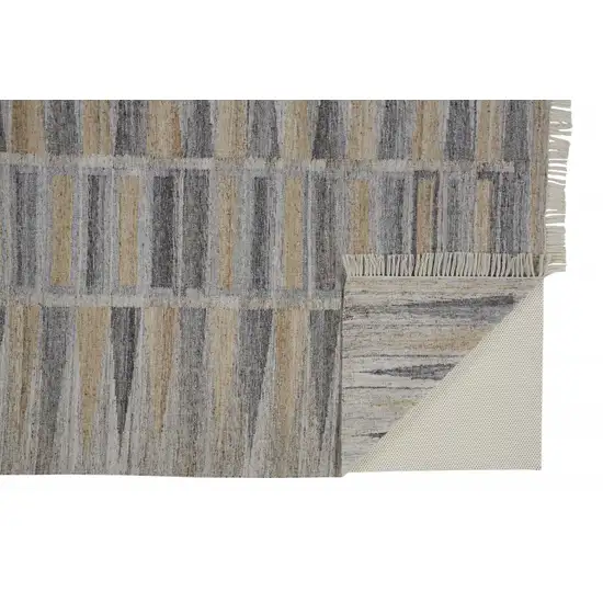 Tan Gray And Taupe Geometric Hand Woven Stain Resistant Area Rug With Fringe Photo 3