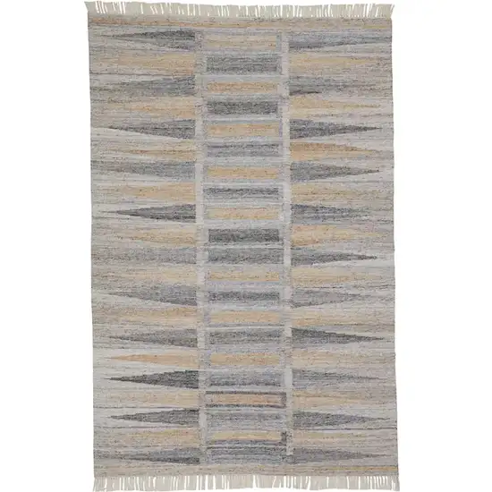 Tan Gray And Taupe Geometric Hand Woven Stain Resistant Area Rug With Fringe Photo 1