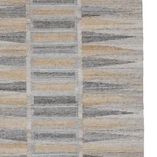 Tan Gray And Taupe Geometric Hand Woven Stain Resistant Area Rug With Fringe Photo 4