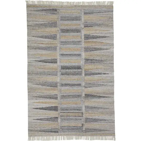 Tan Gray And Taupe Geometric Hand Woven Stain Resistant Area Rug With Fringe Photo 1