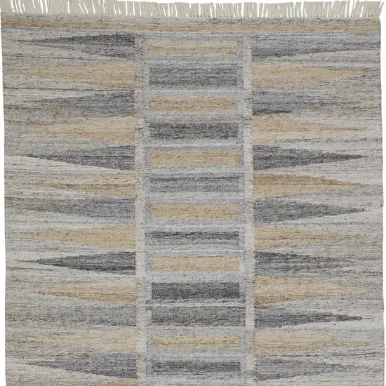 Tan Gray And Taupe Geometric Hand Woven Stain Resistant Area Rug With Fringe Photo 5