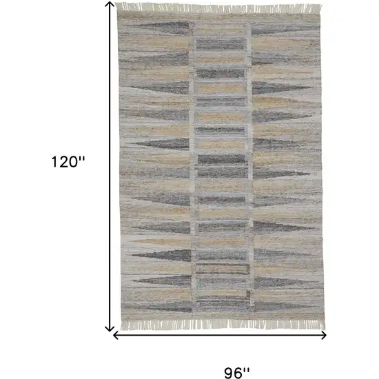 Tan Gray And Taupe Geometric Hand Woven Stain Resistant Area Rug With Fringe Photo 3