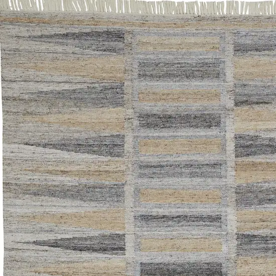 Tan Gray And Taupe Geometric Hand Woven Stain Resistant Area Rug With Fringe Photo 4