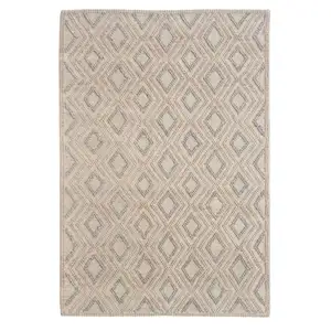 Photo of Tan Gray Diamond Lattice Modern Area Rug