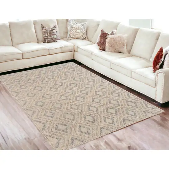 Gray And Brown Geometric Dhurrie Area Rug Photo 1