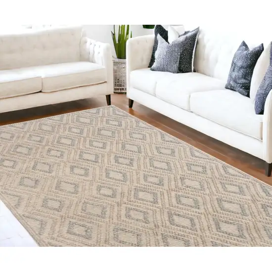 Gray And Brown Geometric Dhurrie Area Rug Photo 1