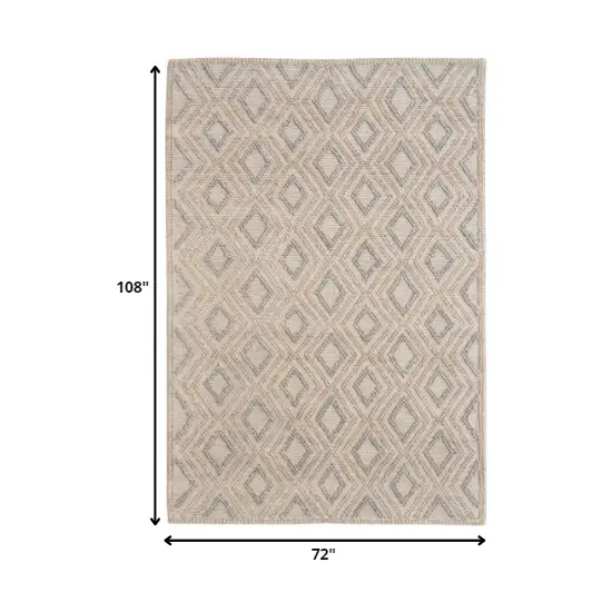 Tan Gray Diamond Lattice Modern Area Rug Photo 5