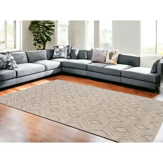 Gray And Brown Geometric Dhurrie Area Rug Photo 1