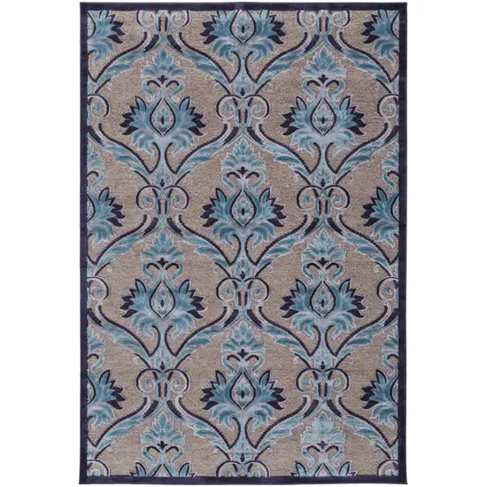 Tan Green and Taupe Floral Power Loom Area Rug Photo 2