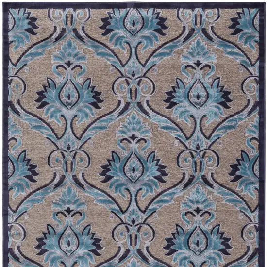 Tan Green and Taupe Floral Power Loom Area Rug Photo 5