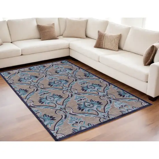 Tan Green and Taupe Floral Power Loom Area Rug Photo 1