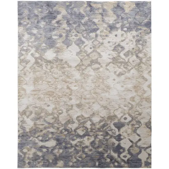 Tan Ivory And Blue Abstract Power Loom Distressed Area Rug Photo 1