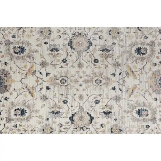 Tan Ivory And Blue Floral Stain Resistant Area Rug Photo 9