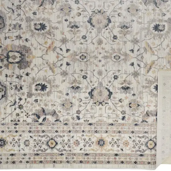 Tan Ivory And Blue Floral Stain Resistant Area Rug Photo 6