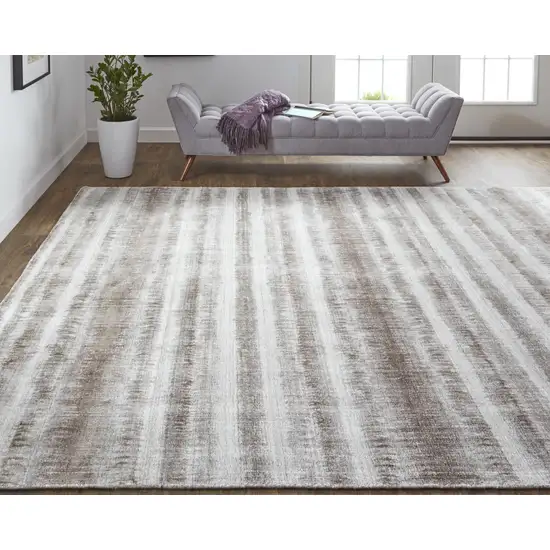 Tan Ivory And Brown Abstract Hand Woven Area Rug Photo 6