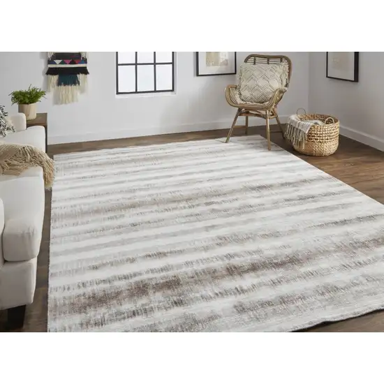 Tan Ivory And Brown Abstract Hand Woven Area Rug Photo 5