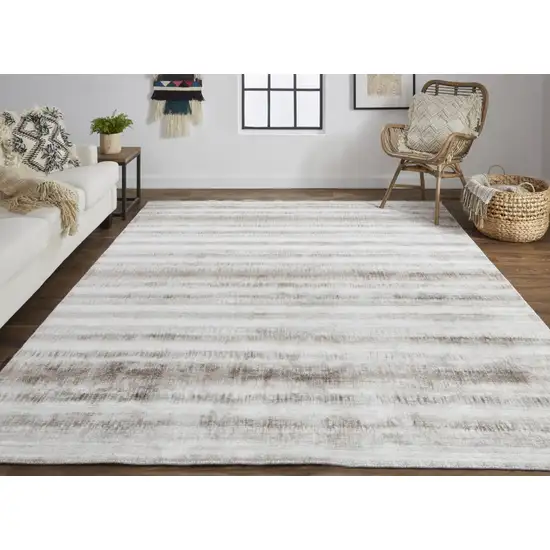 Tan Ivory And Brown Abstract Hand Woven Area Rug Photo 4