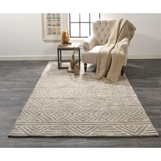 Tan Ivory And Brown Geometric Stain Resistant Area Rug Photo 2