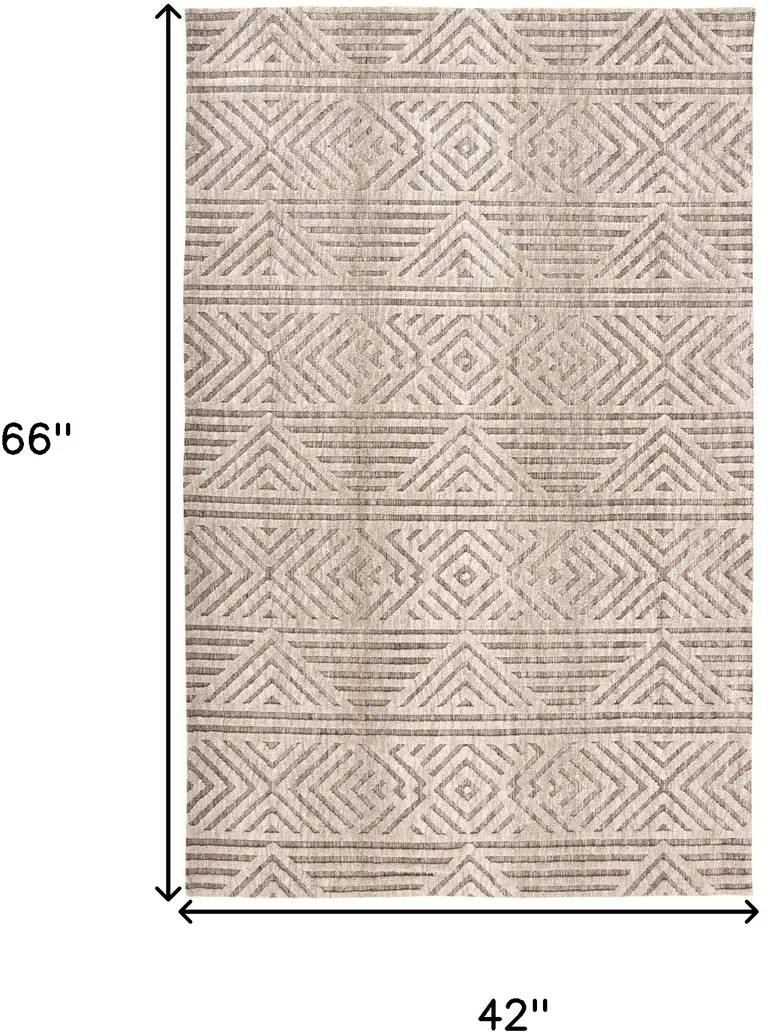 Tan Ivory And Brown Geometric Stain Resistant Area Rug Photo 4