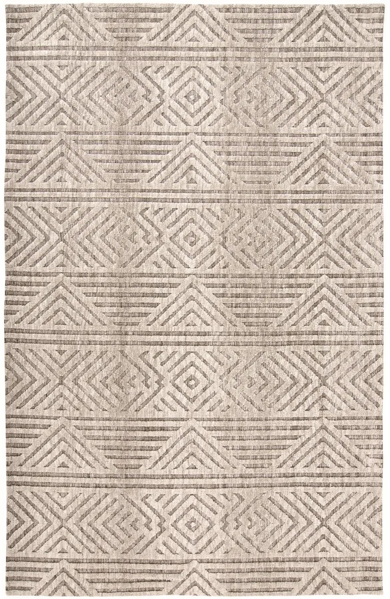 Tan Ivory And Brown Geometric Stain Resistant Area Rug Photo 1