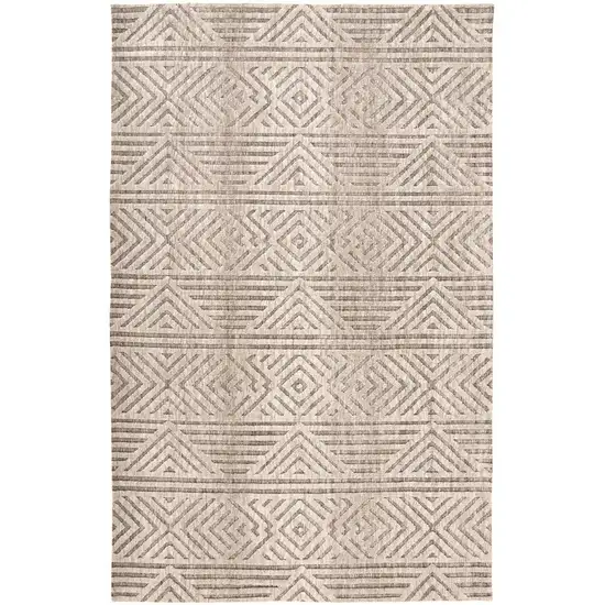 Tan Ivory And Brown Geometric Stain Resistant Area Rug Photo 1