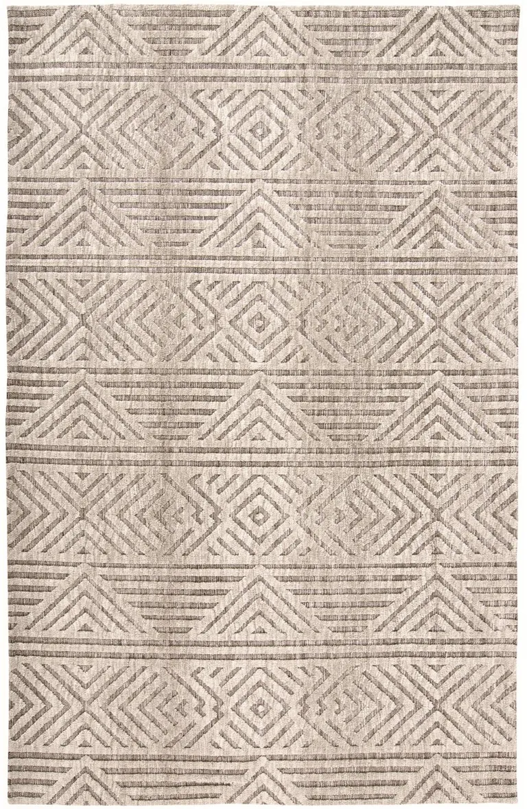 Tan Ivory And Brown Geometric Stain Resistant Area Rug Photo 1