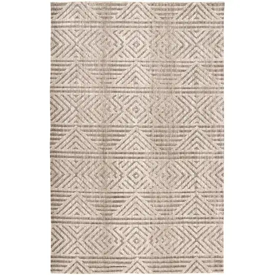 Tan Ivory And Brown Geometric Stain Resistant Area Rug Photo 1