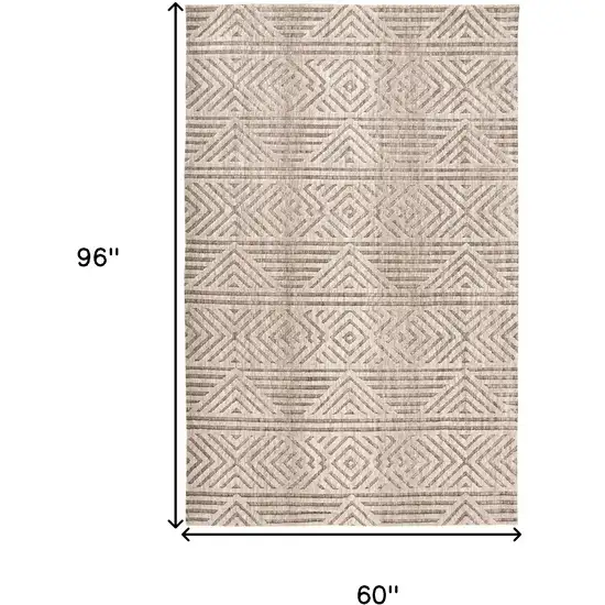 Tan Ivory And Brown Geometric Stain Resistant Area Rug Photo 10