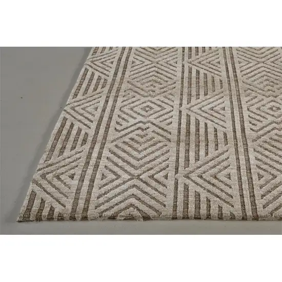 Tan Ivory And Brown Geometric Stain Resistant Area Rug Photo 4