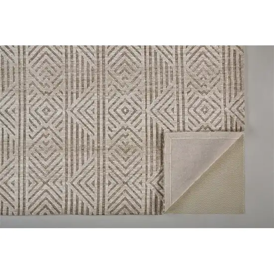 Tan Ivory And Brown Geometric Stain Resistant Area Rug Photo 5